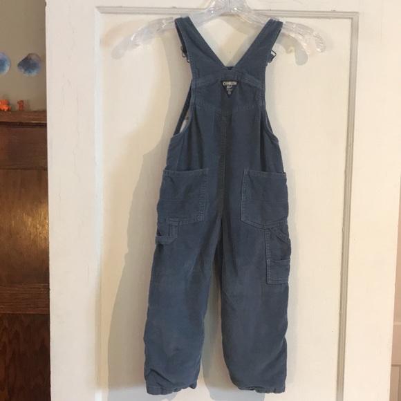Osh Kosh big Osh dusty blue cord overalls with plaid flannel lining & buckles - Picture 13 of 16